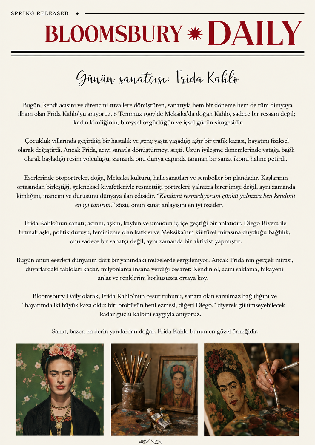 Günün Sanatçısı Frida Kahlo