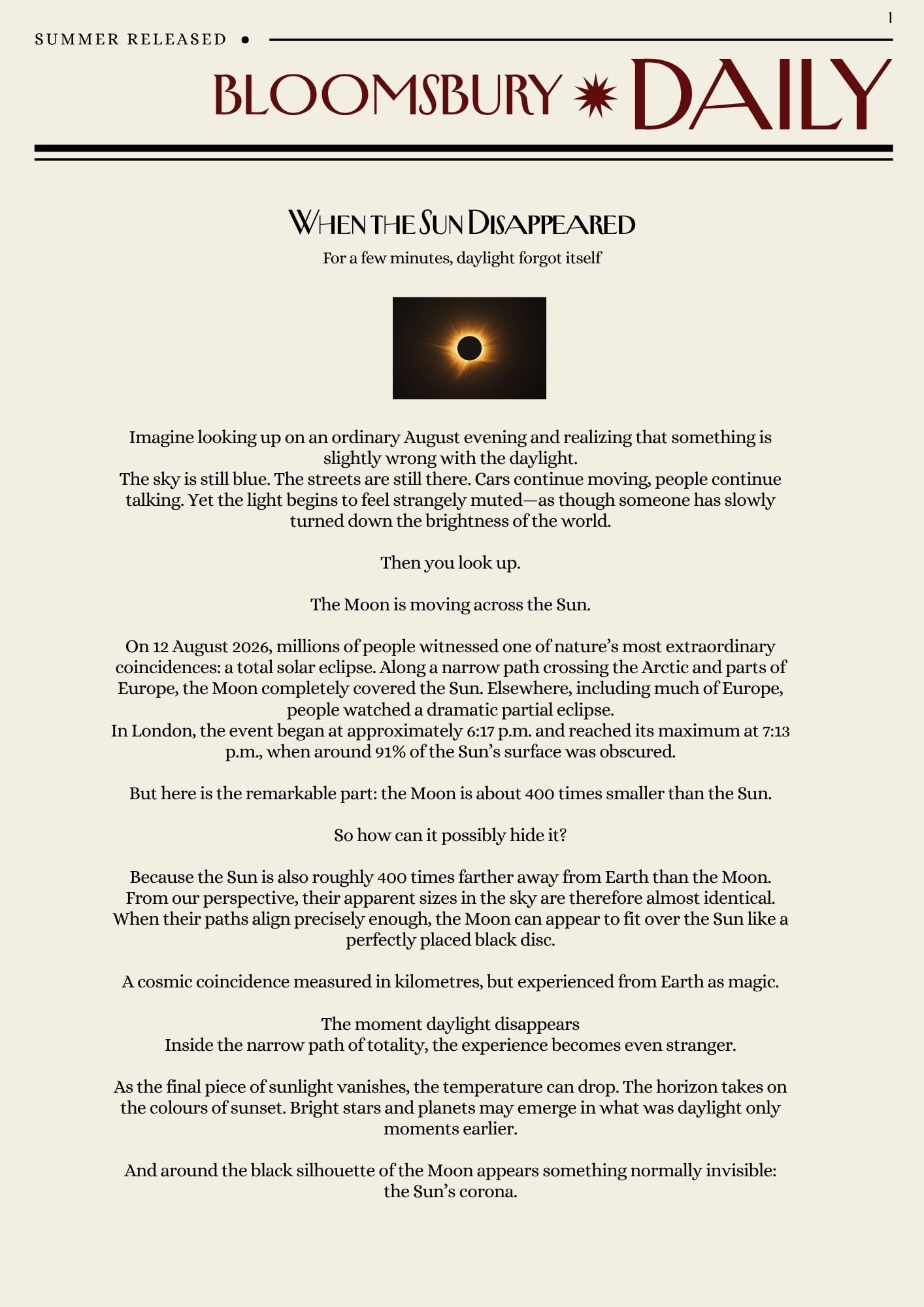 When the Sun Disappeared Page 1