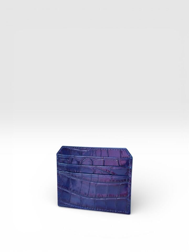 Bloomsbury Leather Card Holder Lacivert Krokodil Desenli Deri