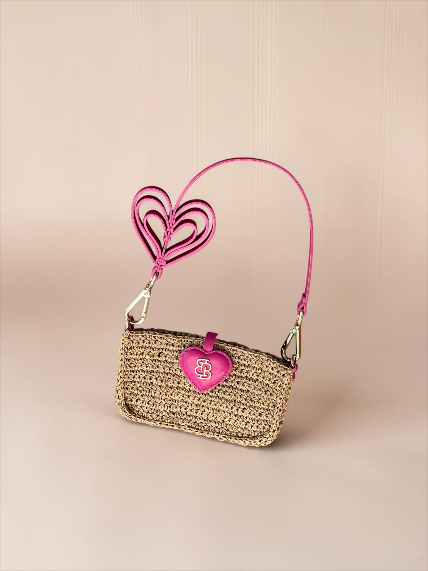 Amore Crochet & Leather Handbag Fuşya Düz Deri