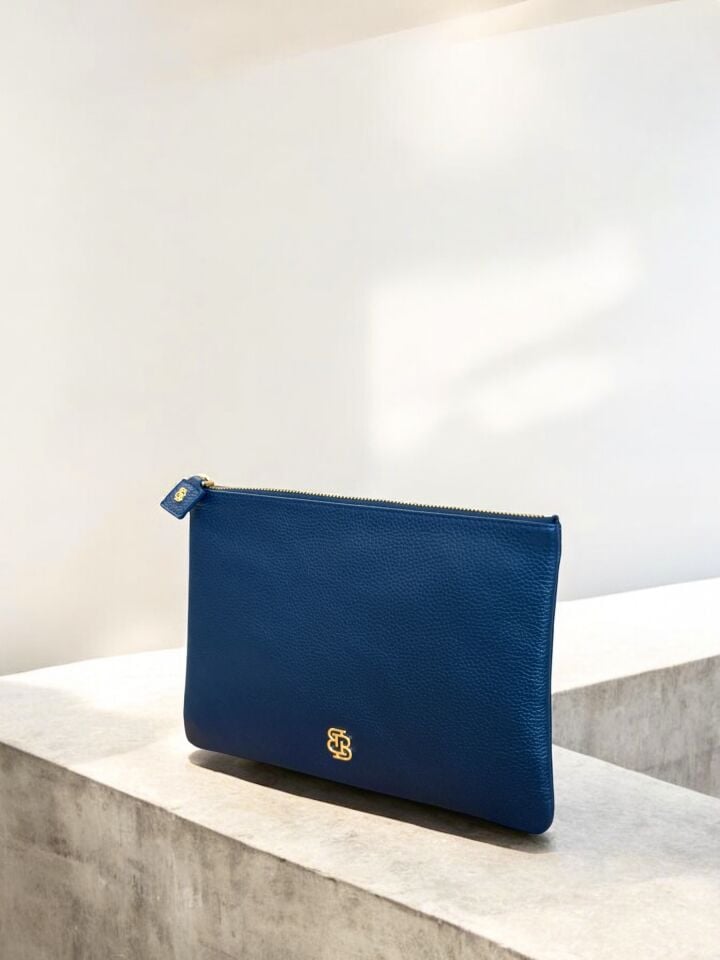 Marylebone Clutch Lacivert Floater Deri