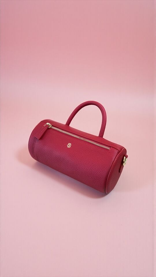 The City Cylinder Barrel Bag Kırmızı Floater Deri