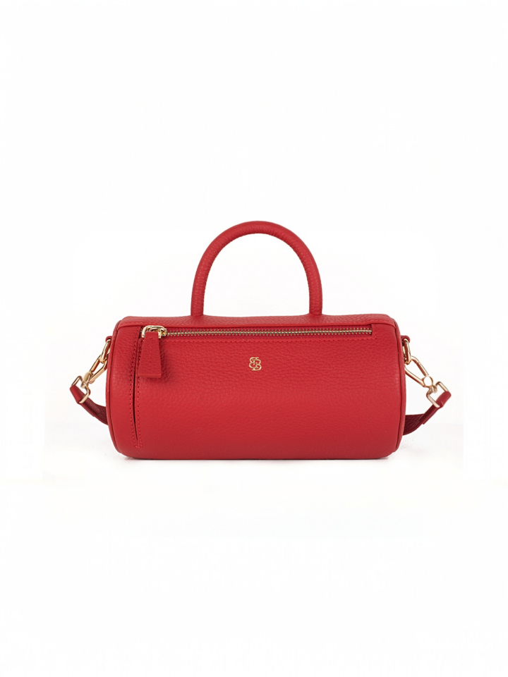 The City Cylinder Barrel Bag Kırmızı Floater Deri