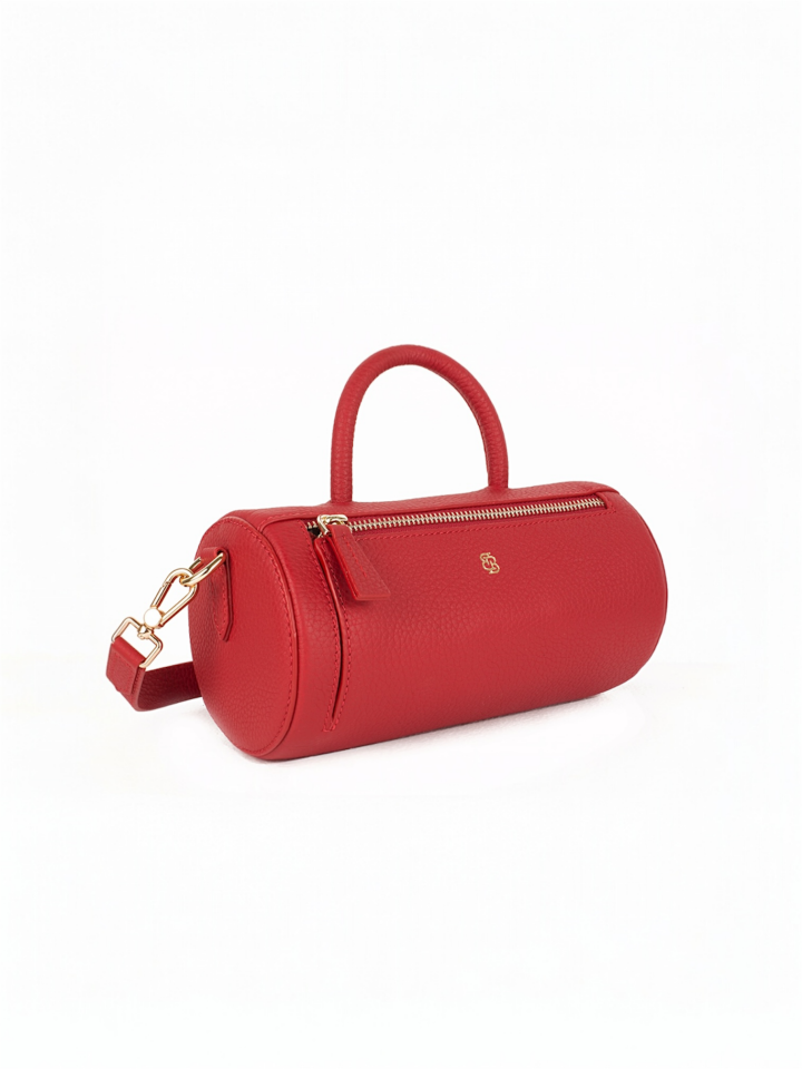 The City Cylinder Barrel Bag Kırmızı Floater Deri
