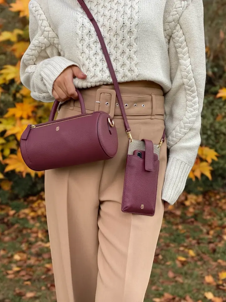 The City Cylinder Barrel Bag Bordo Floater Deri