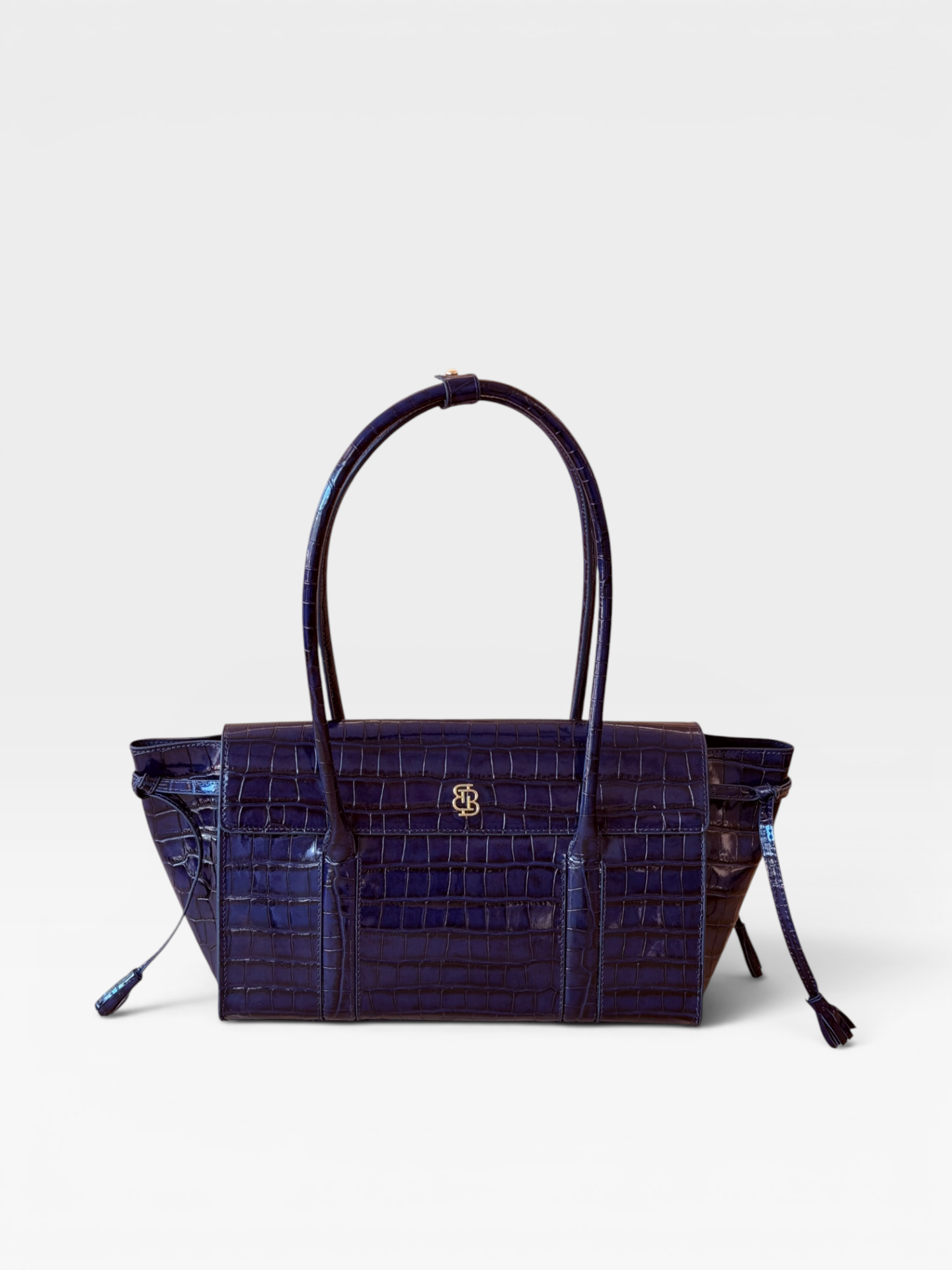 Seniha Heritage Tote Bag Lacivert Krokodil Desenli Deri