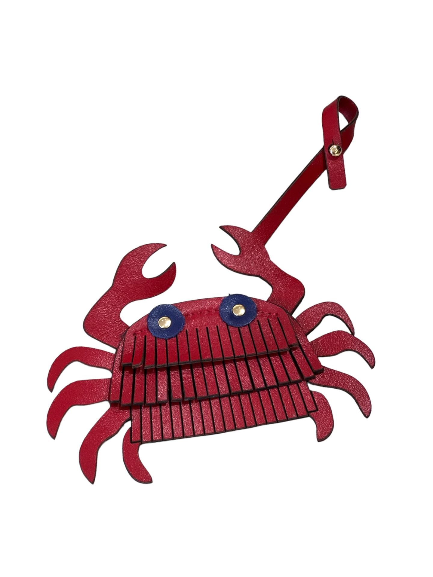 Crab Leather Bag Charm Kırmızı Düz Deri