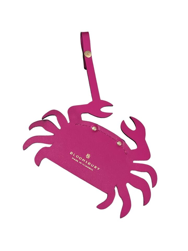 Crab Leather Bag Charm Fuşya Düz Deri