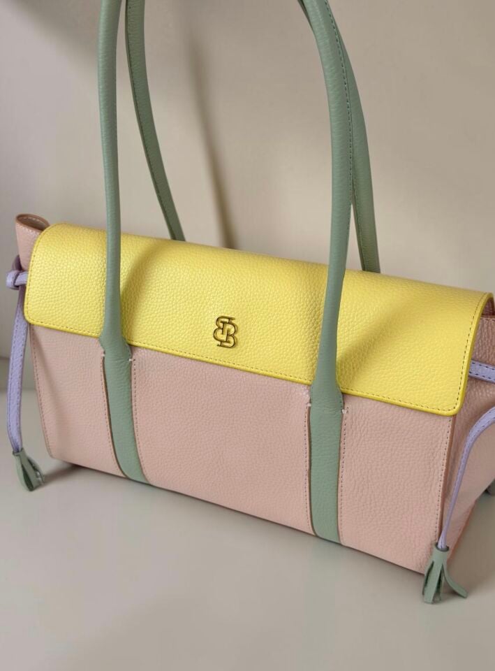 Seniha Heritage Tote Bag Pastel Puzzle Floater Deri