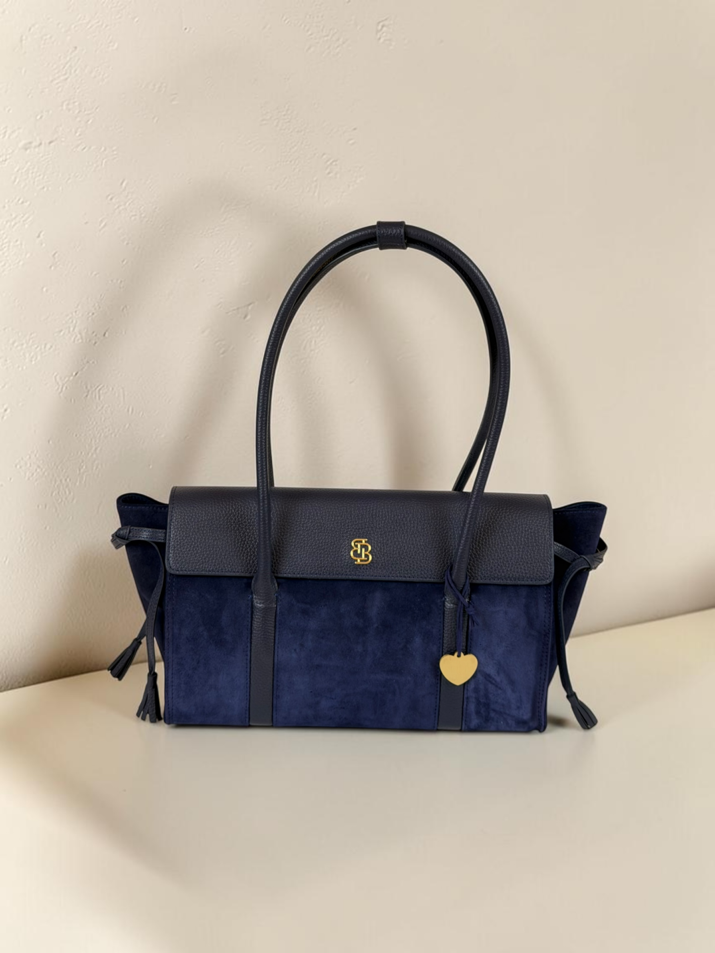 Seniha Heritage Tote Bag Lacivert Süet & Floater Deri