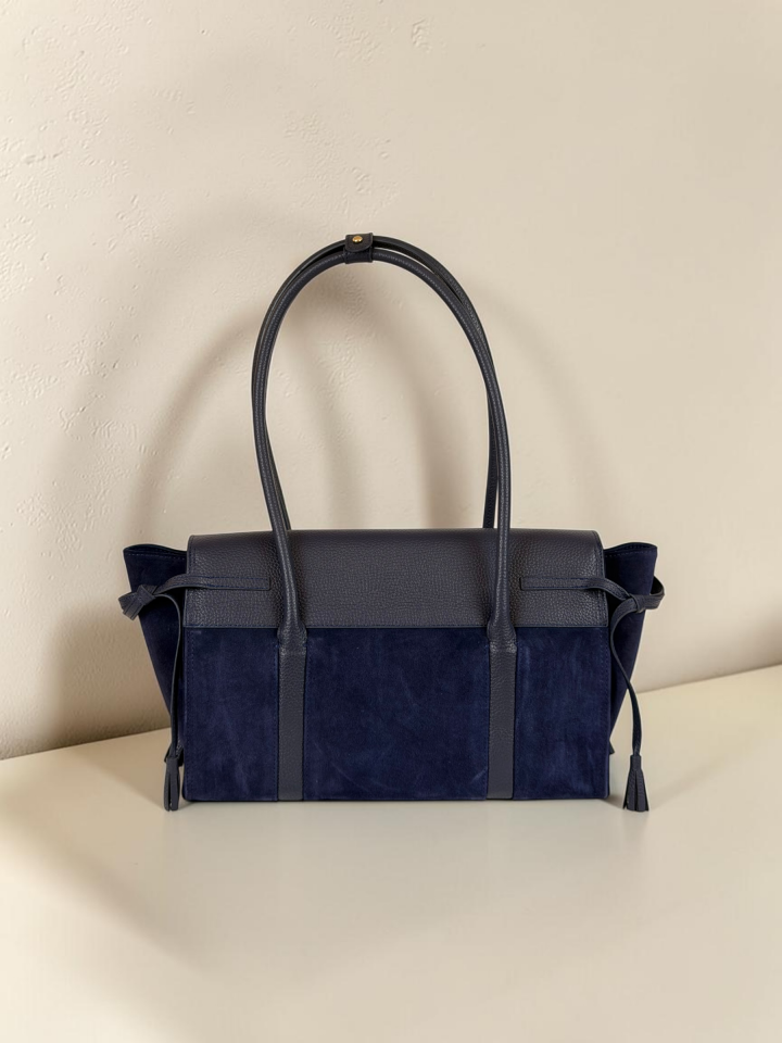 Seniha Heritage Tote Bag Lacivert Süet & Floater Deri