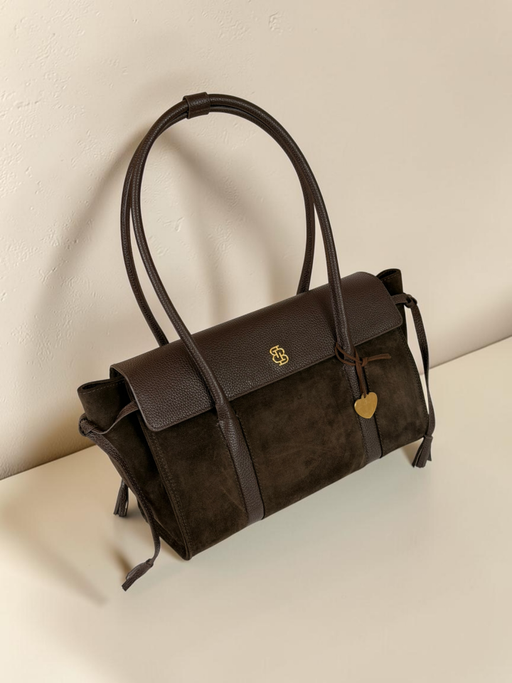 Seniha Heritage Tote Bag Kahverengi Süet & Floater Deri