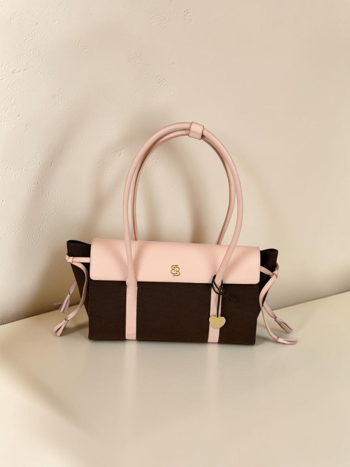 Seniha Heritage Tote Bag Kahverengi Kanvas/Pembe Floater Deri