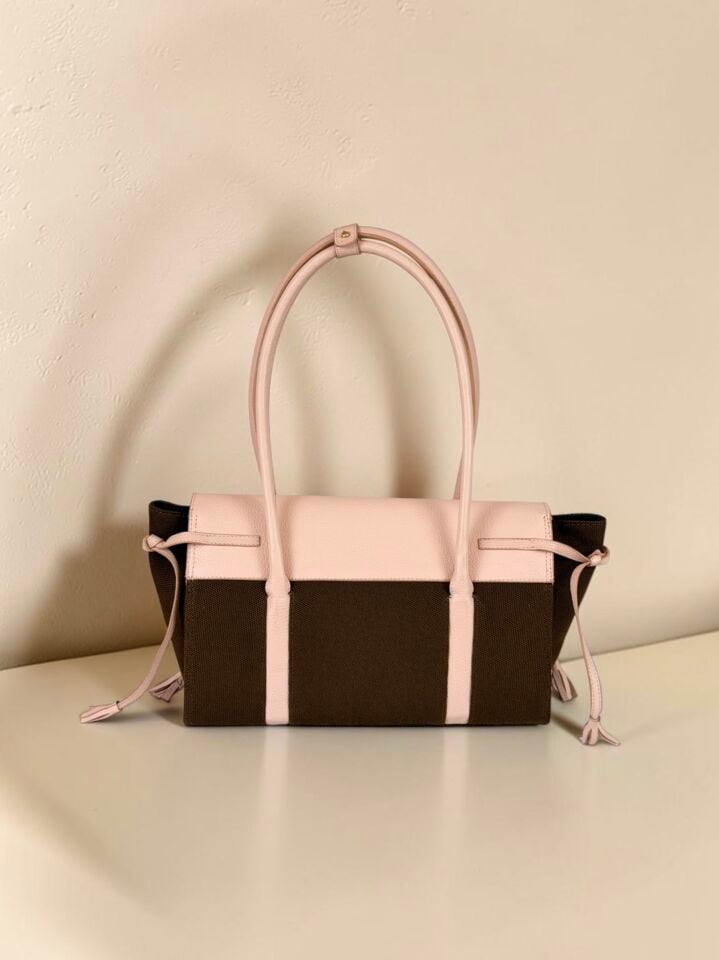 Seniha Heritage Tote Bag Kahverengi Kanvas/Pembe Floater Deri