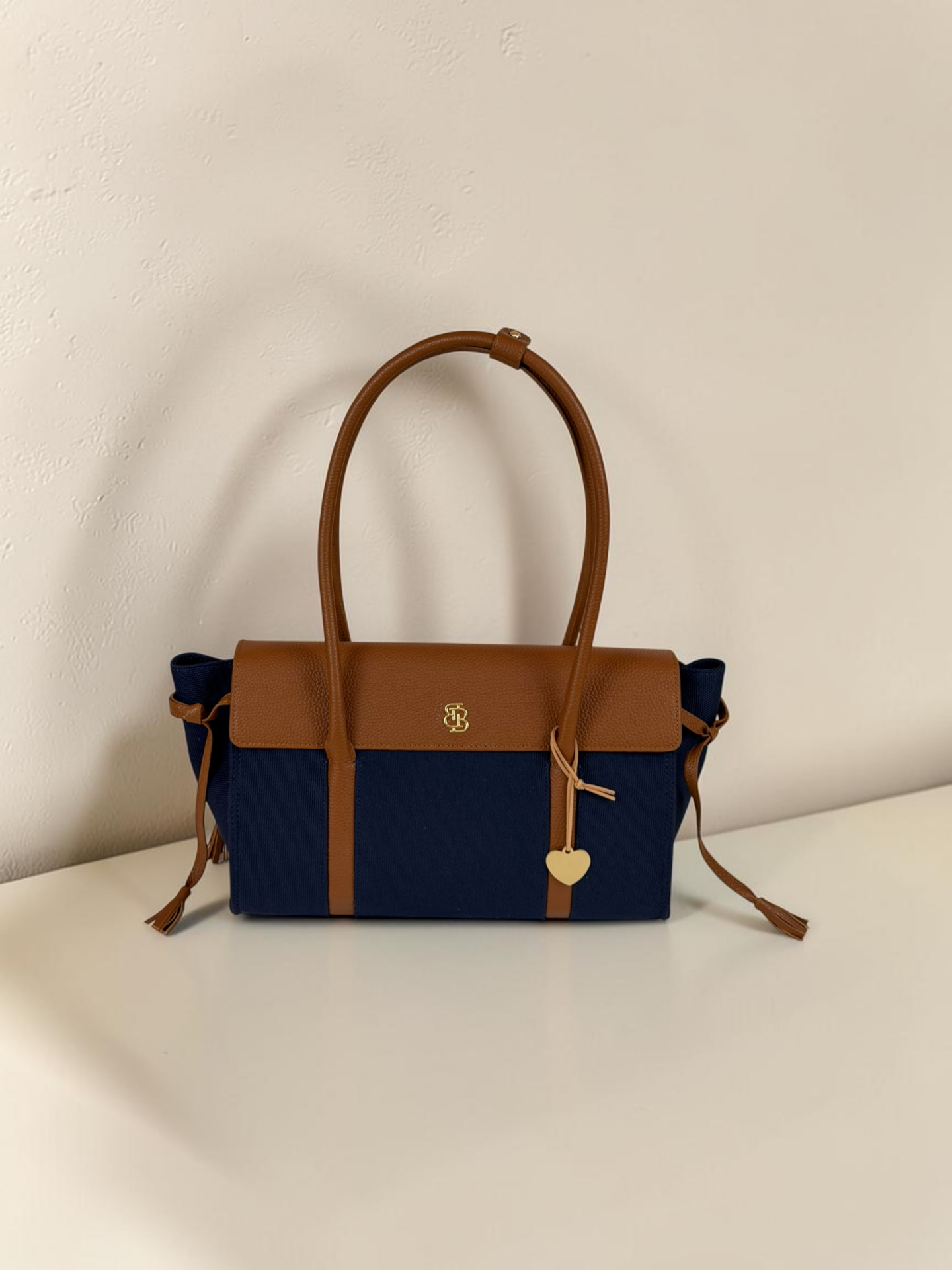 Seniha Heritage Tote Bag Lacivert Kanvas/Taba Floater Deri