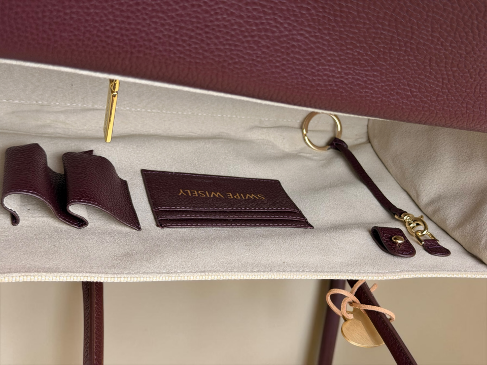 Seniha Heritage Tote Bag Bej Kanvas/Bordo Floater Deri