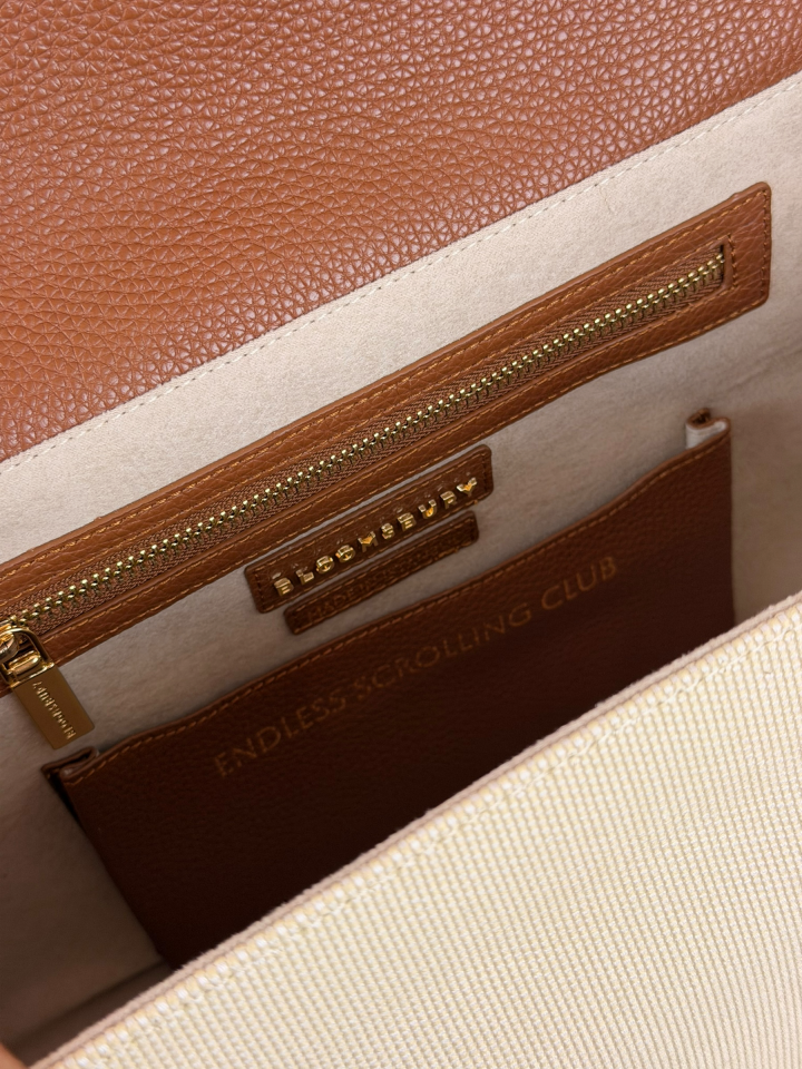Seniha Heritage Tote Bag Bej Kanvas/Taba Floater Deri